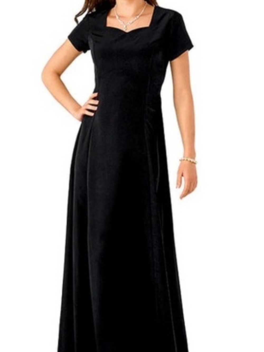 Classic Black Square-Neck Maxi Dress